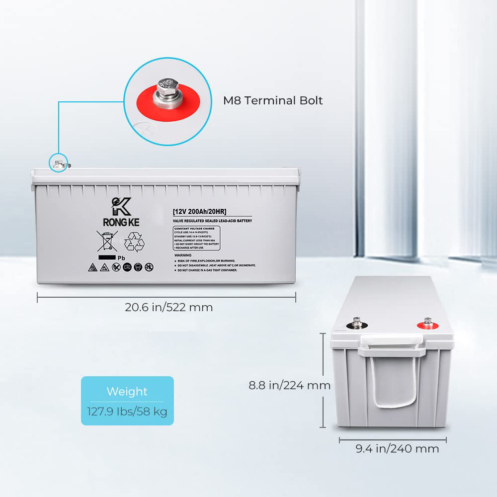 Deep Cycle AGM Battery 12 Volt 200Ah 3% Self-Discharge Rate, 2000A Max Discharge Current, Safe Charge Most Home Appliances for RV, Camping, Cabin, Marine and Off-Grid System, Maintenance-Free