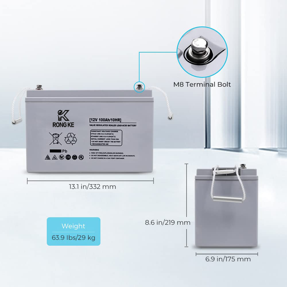 Deep Cycle AGM Battery 12 Volt 100Ah 3% Self-Discharge Rate, 1100A Max Discharge Current, Safe Charge Most Home Appliances for RV, Camping, Cabin, Marine and Off-Grid System, Maintenance-Free